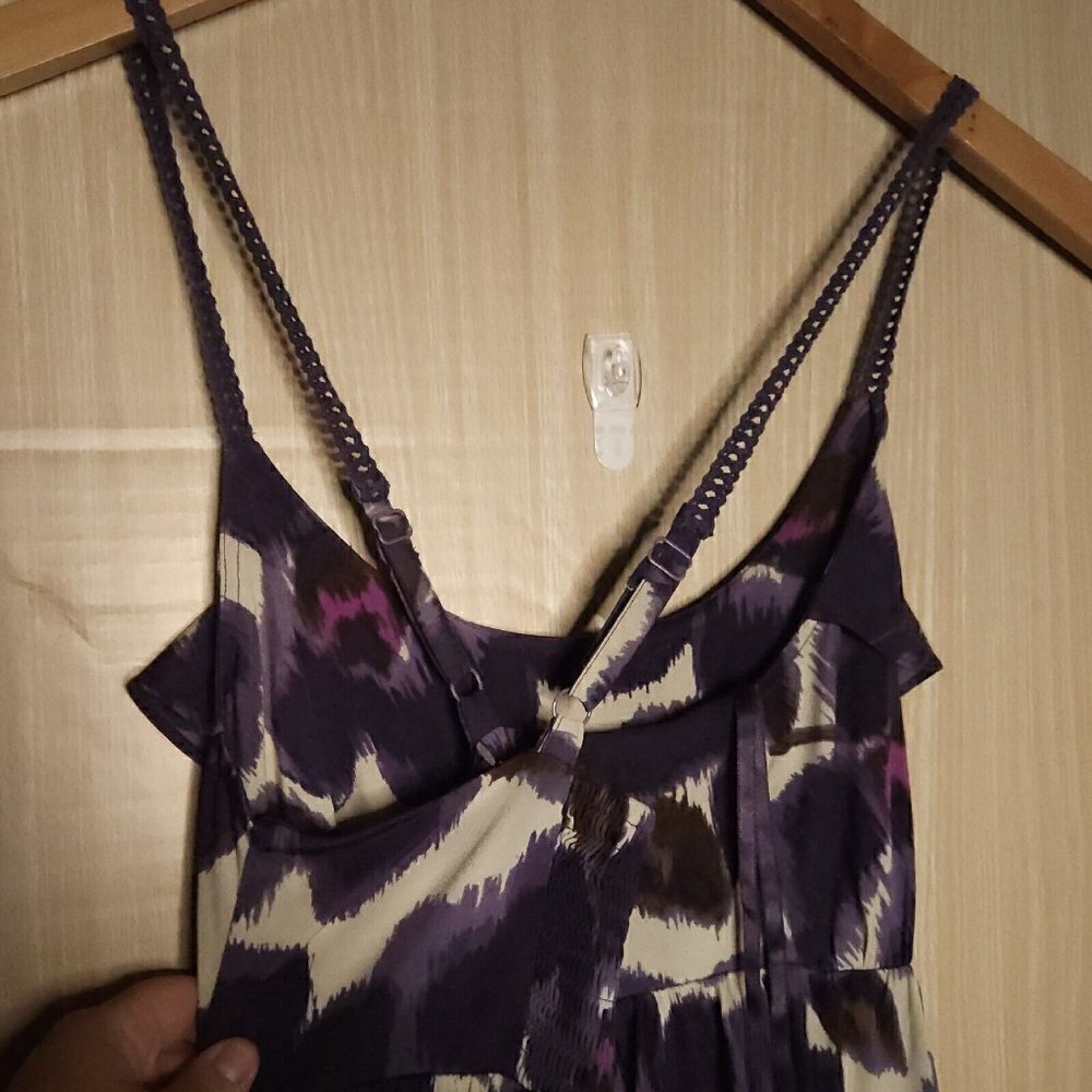 Elle Womens Purple Flowy Watercolor Strappy Maxi Dress XS - Picture 5 of 8